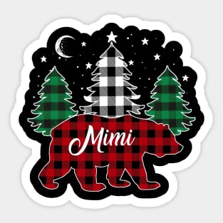 Mimi Bear Buffalo Red Plaid Matching Family Christmas Sticker